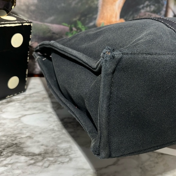 HERMES Fourre Tout MM Tote Bag Handbag Canvas Black with White Stitching in GUC - Picture 4 of 16